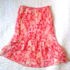 Pink Floral Midi Skirt Size Small